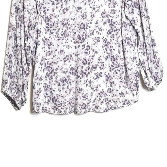 Cloth & Stone Leopard Print Blouse V-Neck Tie Neck Long Sleeve Workwear Chic L - Picture 11 of 15